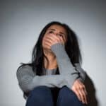 people, grief and domestic violence concept - unhappy crying woman